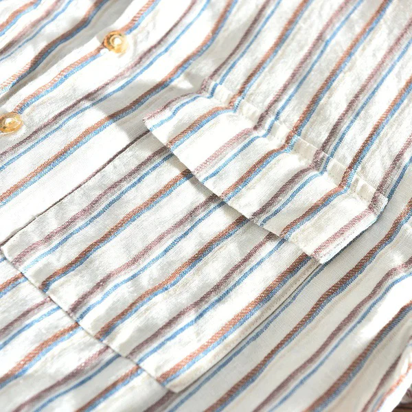 Brown Color Double Pocket Stripe Shirt For Men