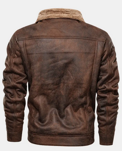 Mens Winter Fleece Lined Warm Faux Fur Leathers Suedes Thickened Bomber Jackets