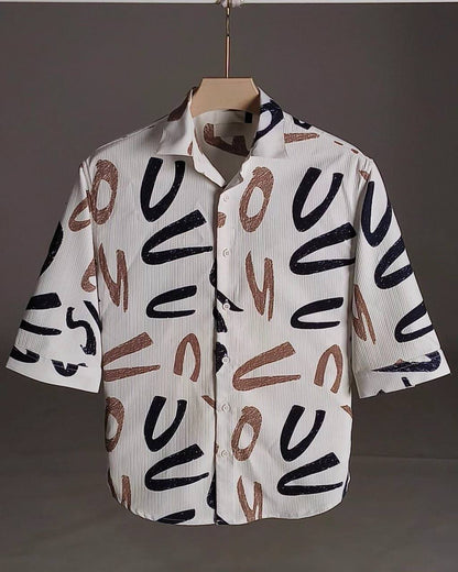 FANTABULOUS OFF-WHITE YORK ABSTRACT PRINT SHIRT