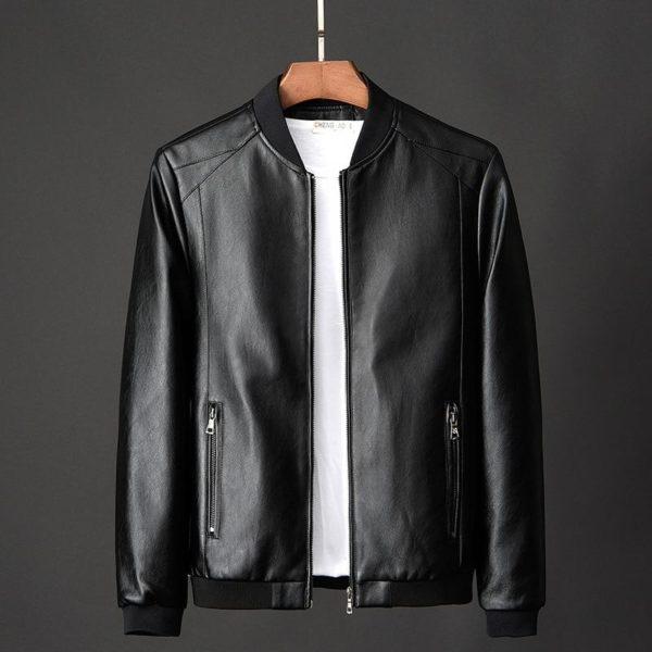 Leather Jacket Bomber Motorcycle Jacket Men Biker