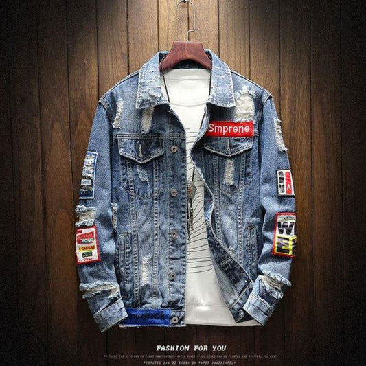 Denim jacket male 2020 autumn Fashion Casual Hip