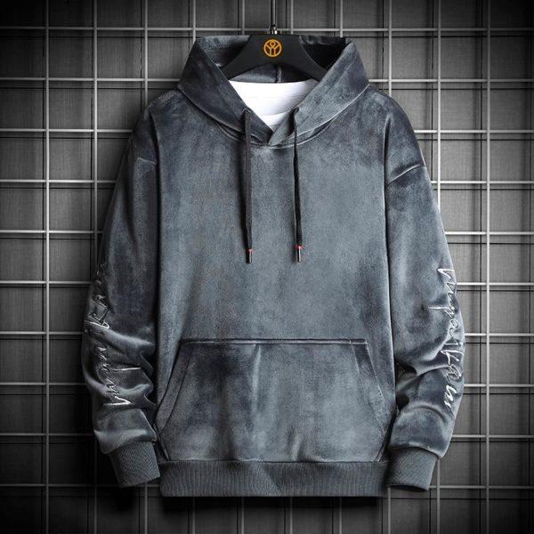 Single Road Mens Velvet Hoodies Men Winter Warm