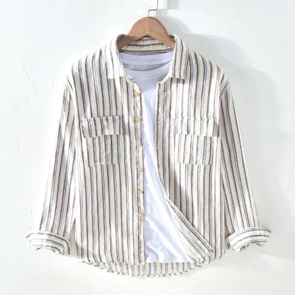 Brown Color Double Pocket Stripe Shirt For Men