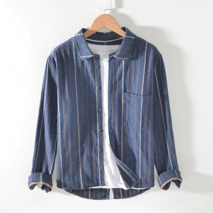 Navyblue Stripe Casual Shirt For Men