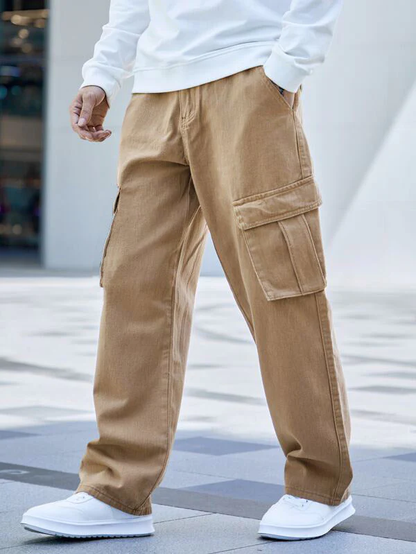 LIGHT BROWN BAGGY CARGO JEANS - UNLEASH YOUR UNIQUE STYLE