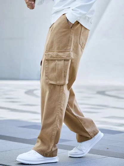 LIGHT BROWN BAGGY CARGO JEANS - UNLEASH YOUR UNIQUE STYLE