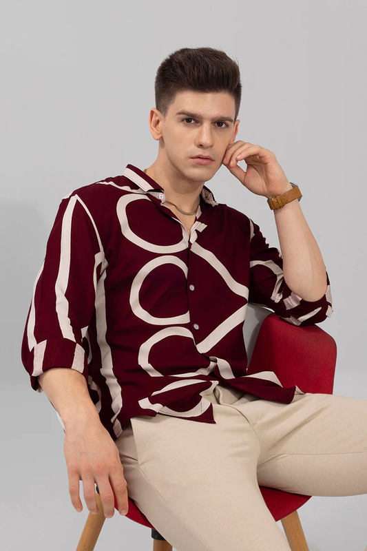 ABSTRACT CIRCLE MAROON SHIRT