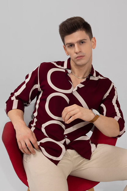 ABSTRACT CIRCLE MAROON SHIRT