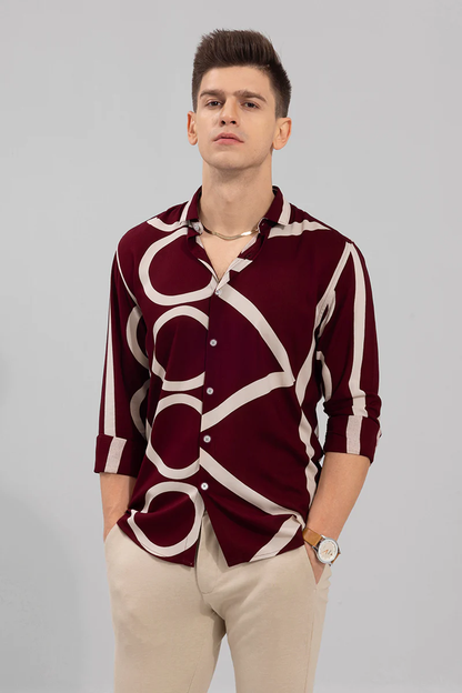 ABSTRACT CIRCLE MAROON SHIRT