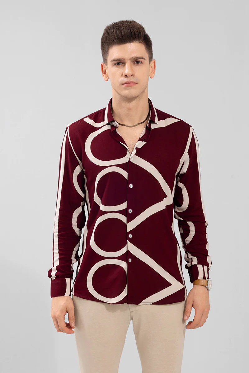 ABSTRACT CIRCLE MAROON SHIRT