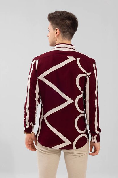 ABSTRACT CIRCLE MAROON SHIRT