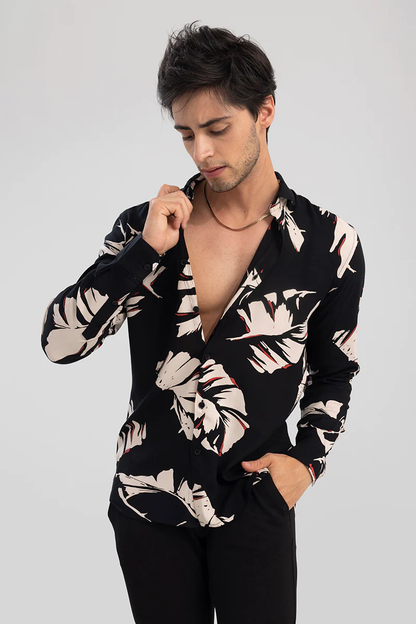 CUT LEAF BLACK SHIRT