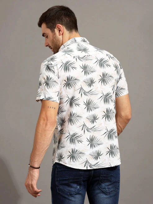 FLOWER PRINTED PALM SHIRT