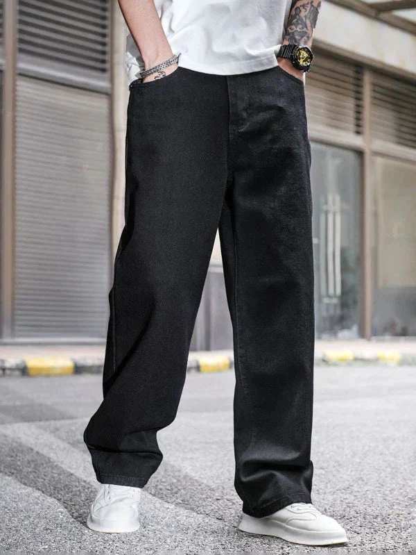 MIDNIGHT BLACK BAGGY FIT RIGID JEANS