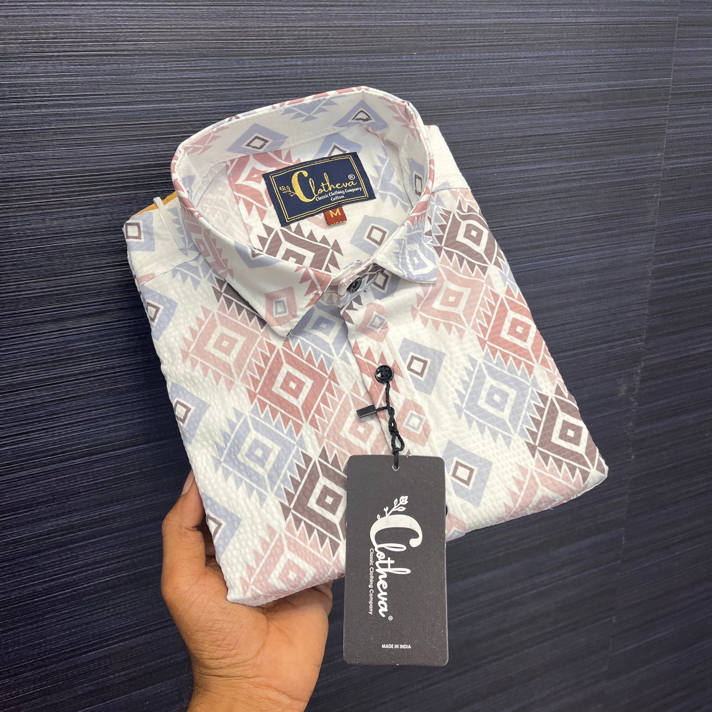 MEN'S EXCLUSIVE  POPCORN FABRIC SHIRT