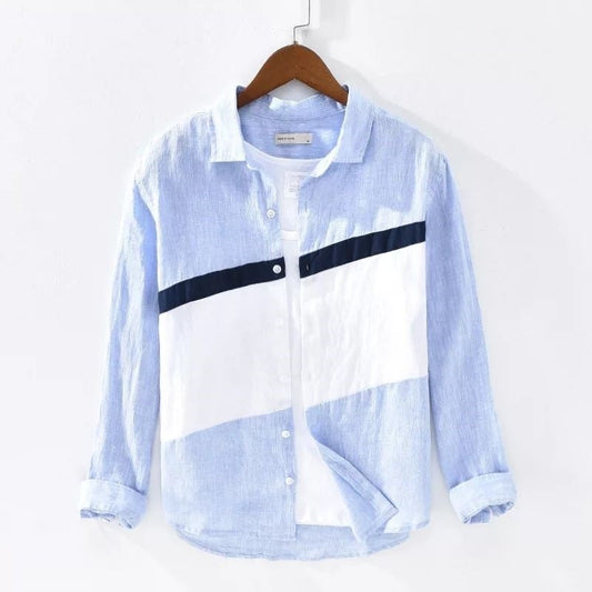 Sky Blue & White Colour Pure Cotton Shirt