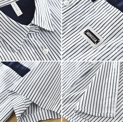 White & Blue Lining Casual Shirt For Men