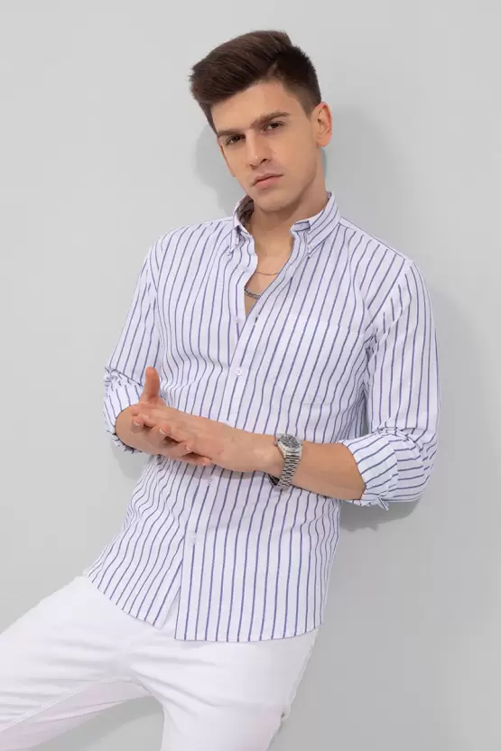 White Color Lining Shirt for Men