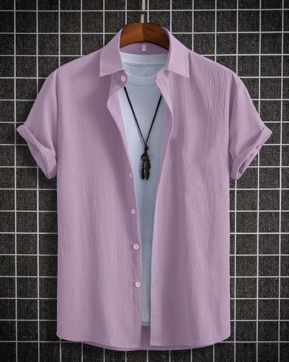 Sensational Lavender Seersucker Half Sleeve Shirt