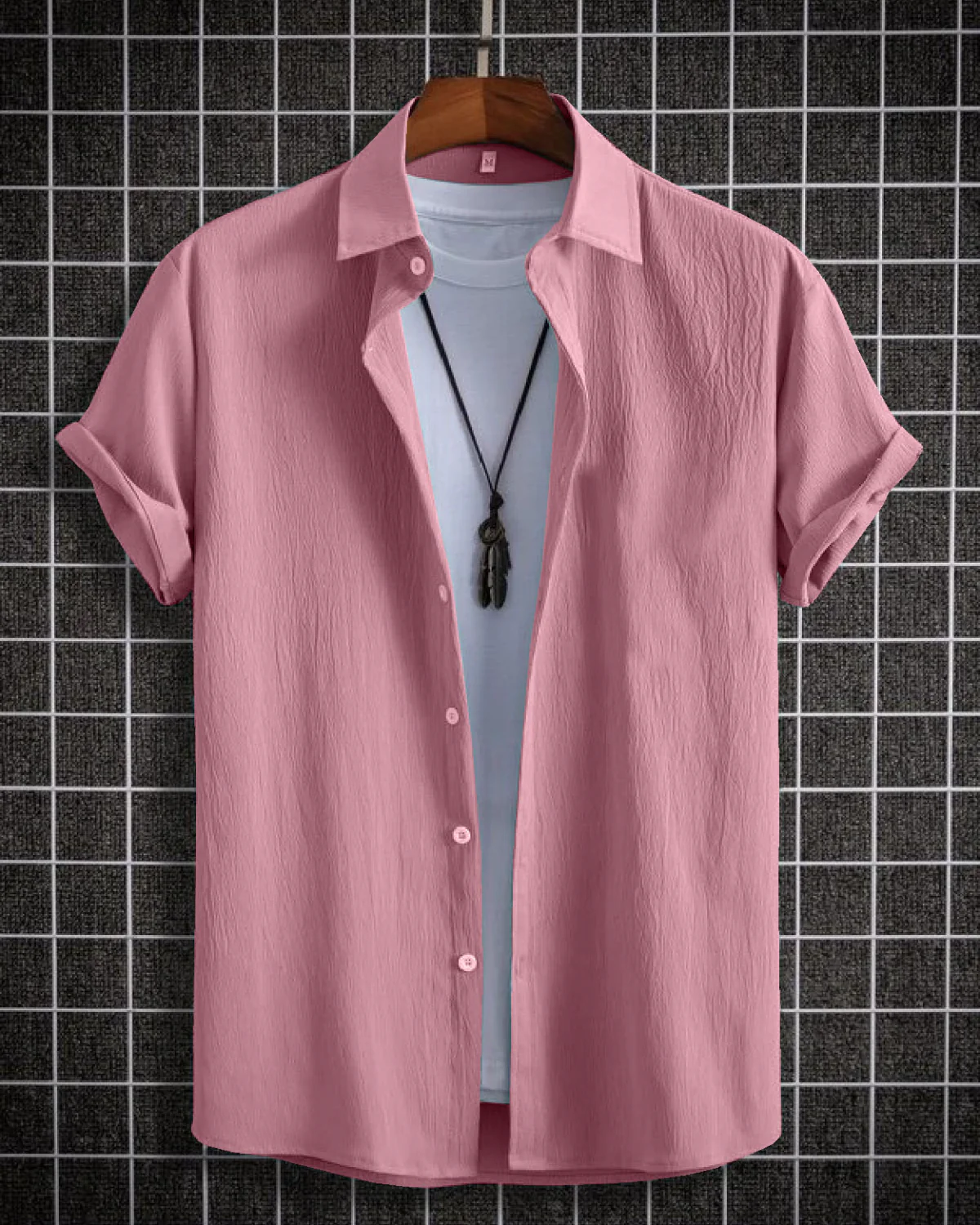 Bucolic Pink Seersucker Half Sleeve Shirt