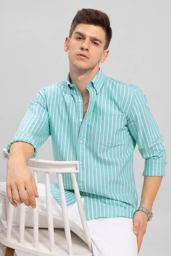 Mint Green Lining Shirt for Men