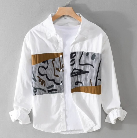 White Stylish Designed Casual Shirt For Men