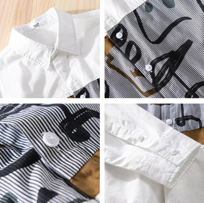 White Stylish Designed Casual Shirt For Men